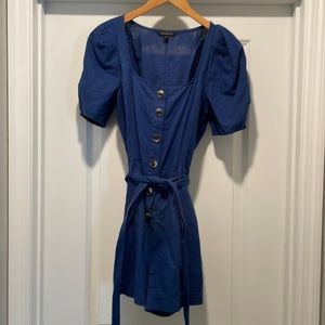Puff sleeve button down romper